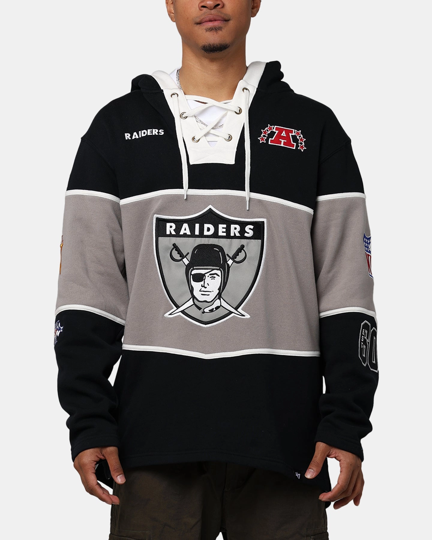 47 Brand Las Vegas Raiders Super Bowl Gridiron Lacer Hoodie Jet Black Cold Weather Wear