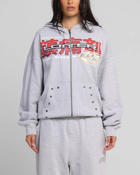 Quick Closure Loiter Fighter Zip Hoodie Grey