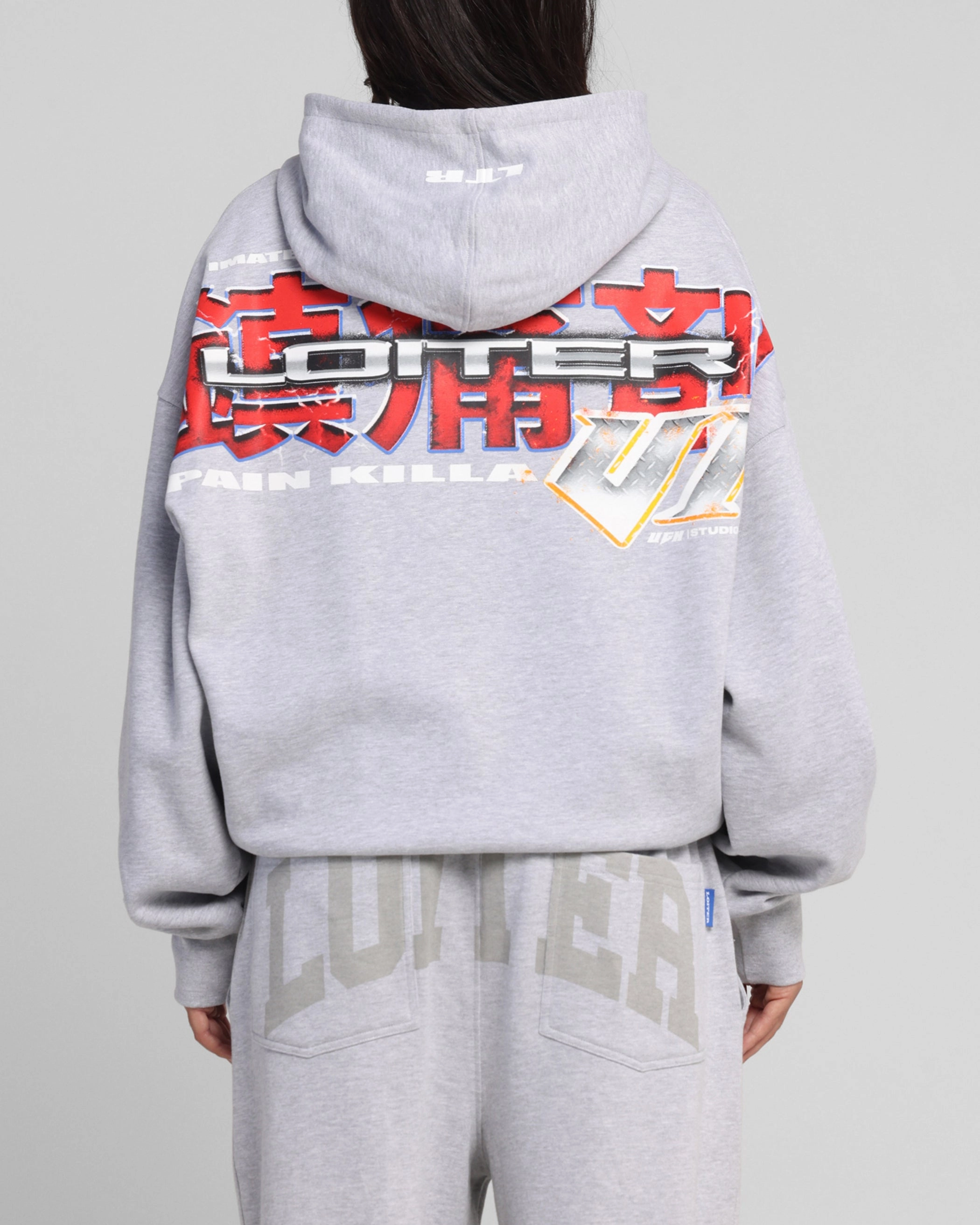 muted shades Loiter Fighter Zip Hoodie Grey