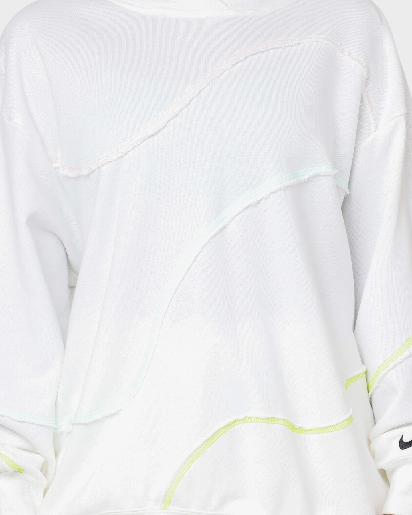 Nike Women's Oversized Swirl Hoodie White Kindness Grid Backlined Interior