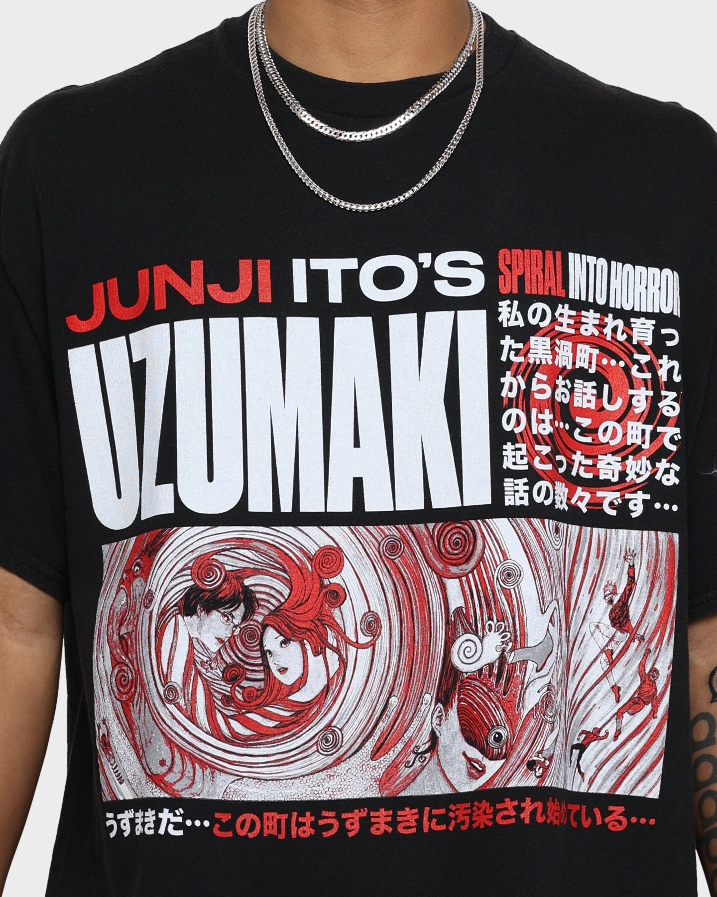 Goat Crew Uzumaki Vintage T-Shirt Black Wash LayeredSleeveConstruction All-Purpose Wear