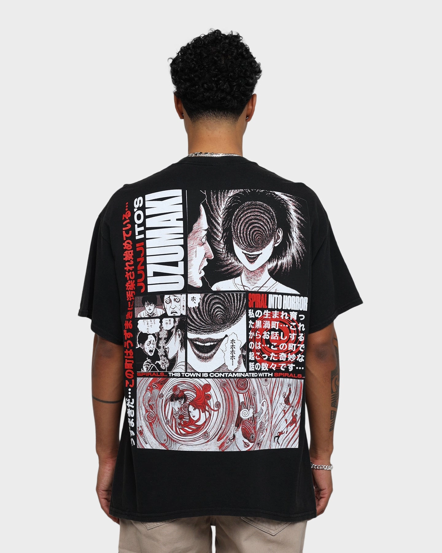 Eco Friendly Dyes Goat Crew Uzumaki Vintage T-Shirt Black Wash