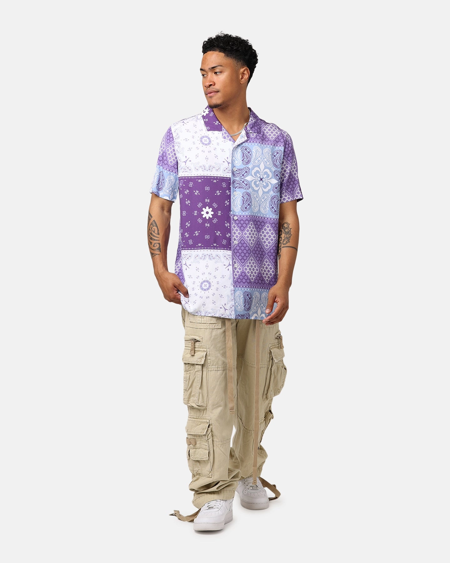 Carr?? Bandana Ultra Button Up Shirt Purple Sweat-Absorbing Reinforced Elbow Patches