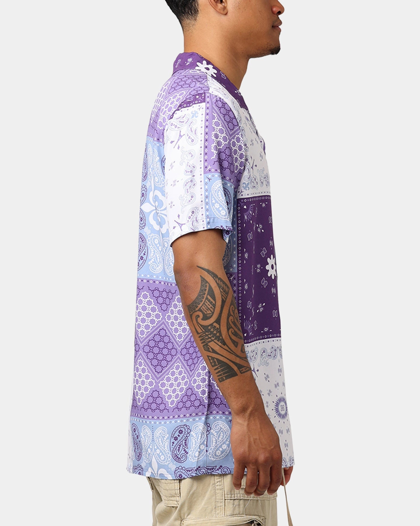 Carr?? Bandana Ultra Button Up Shirt Purple Wardrobe Staple Double Stitched Hems