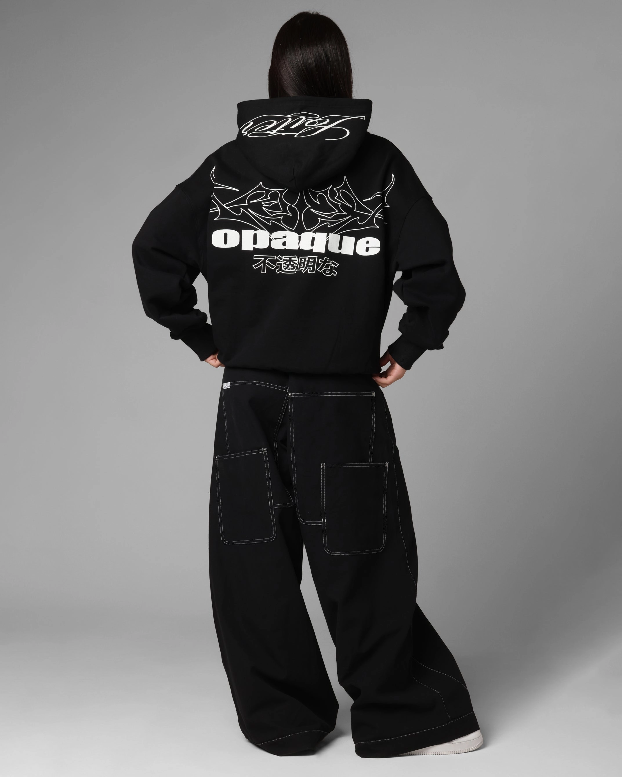 Loiter Opaque Premium Hoodie Black Double Layer Closure