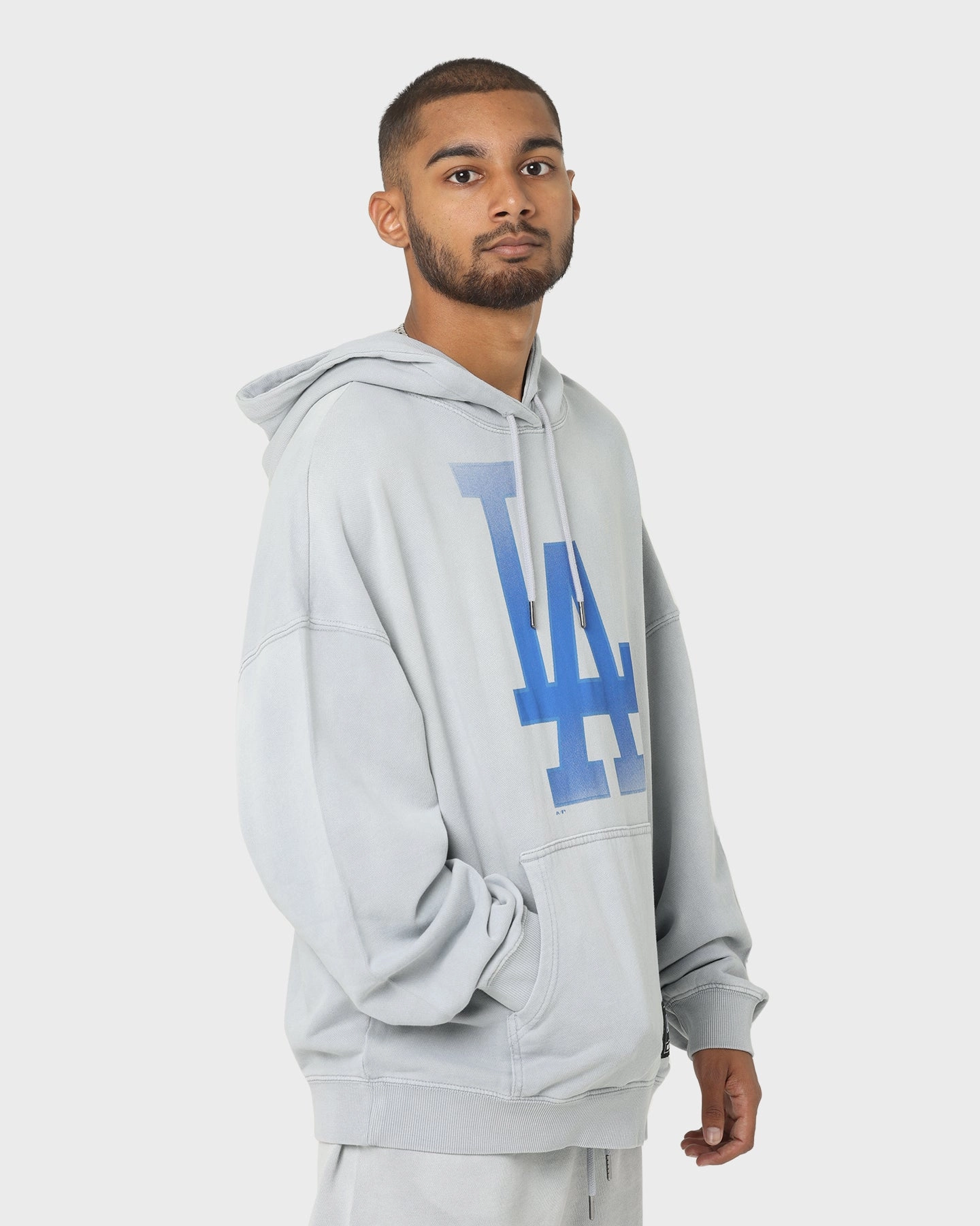 Majestic Athletic Los Angeles Dodgers Solarised Contrast Hoodie Warm Grey Indoor Travel Ready