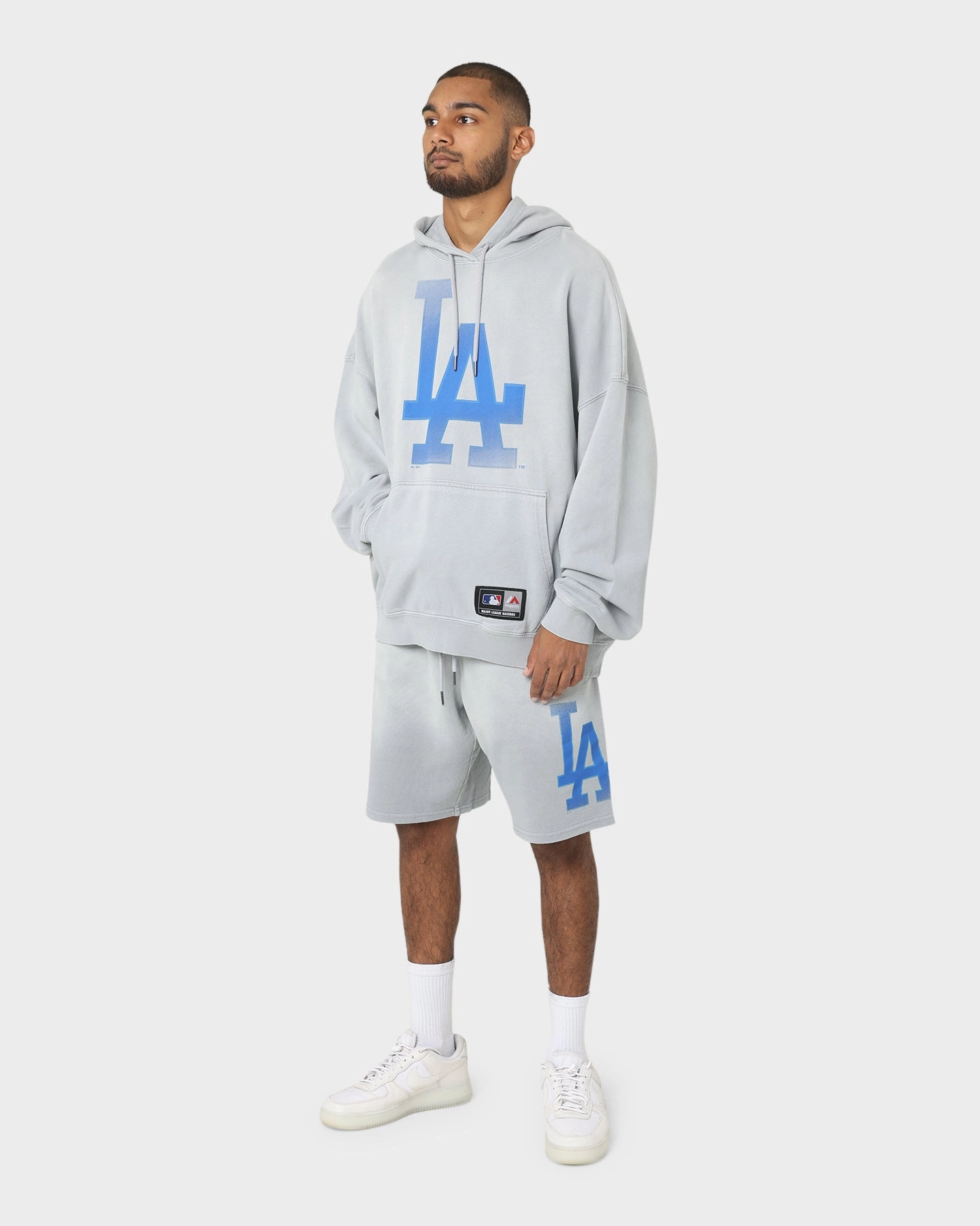 Majestic Athletic Los Angeles Dodgers Solarised Contrast Hoodie Warm Grey Elegant
