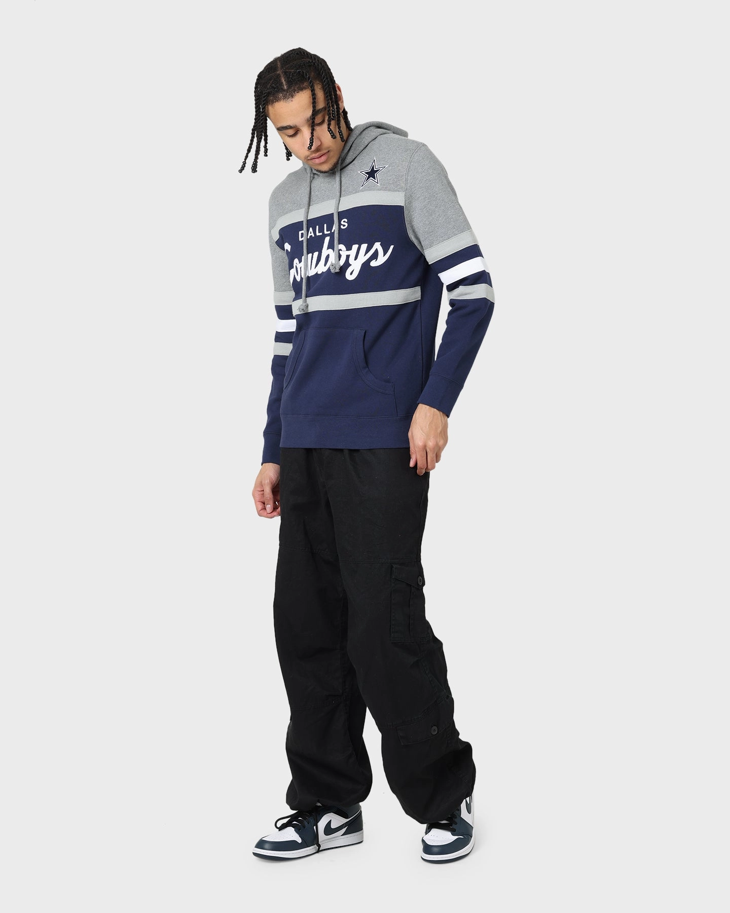 Light Reflective Trims Breathable fabric Mitchell & Ness Dallas Cowboys Head Coach Hoodie Navy