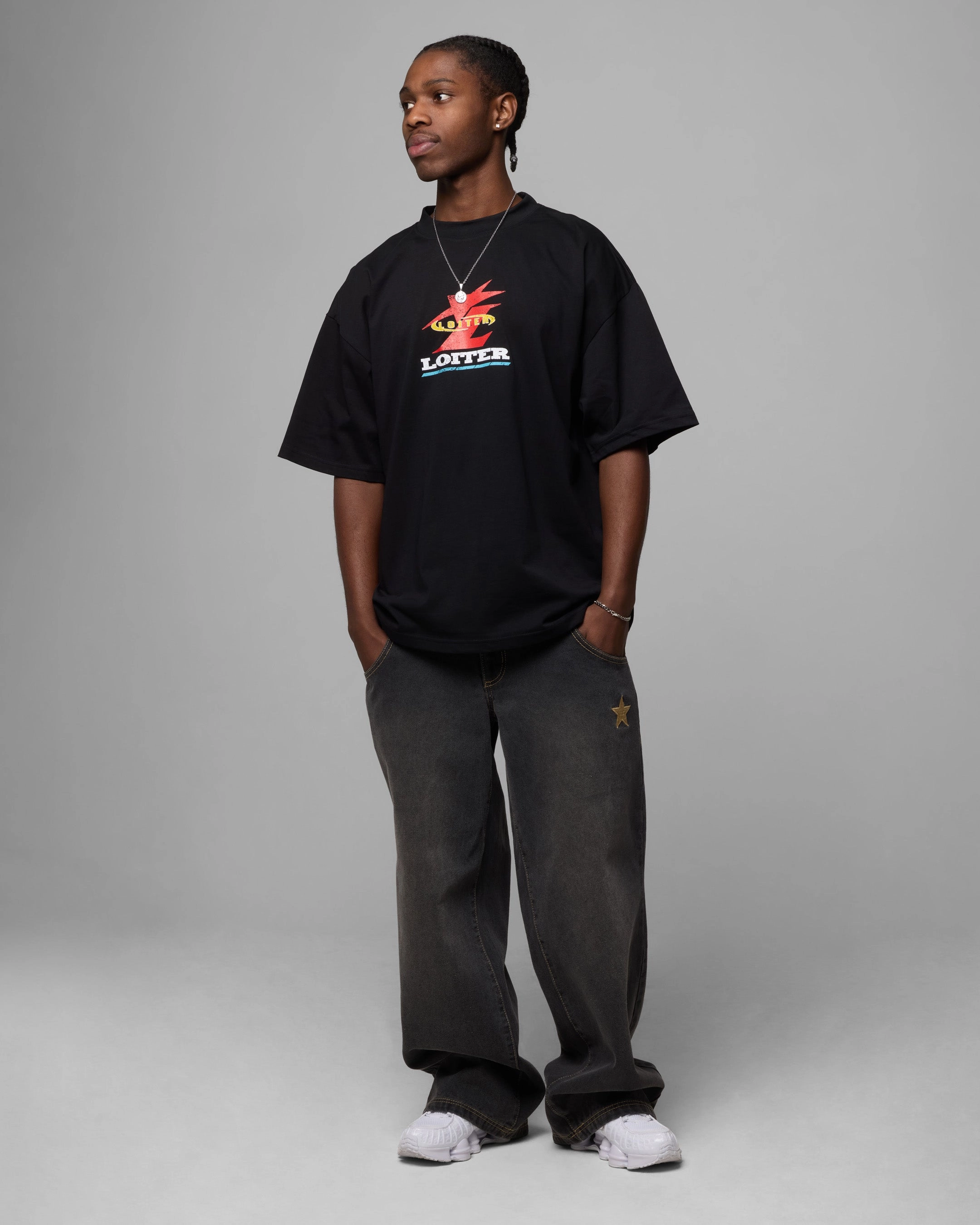All-Season Comfort Wear Loiter Formula Vintage T-Shirt Black