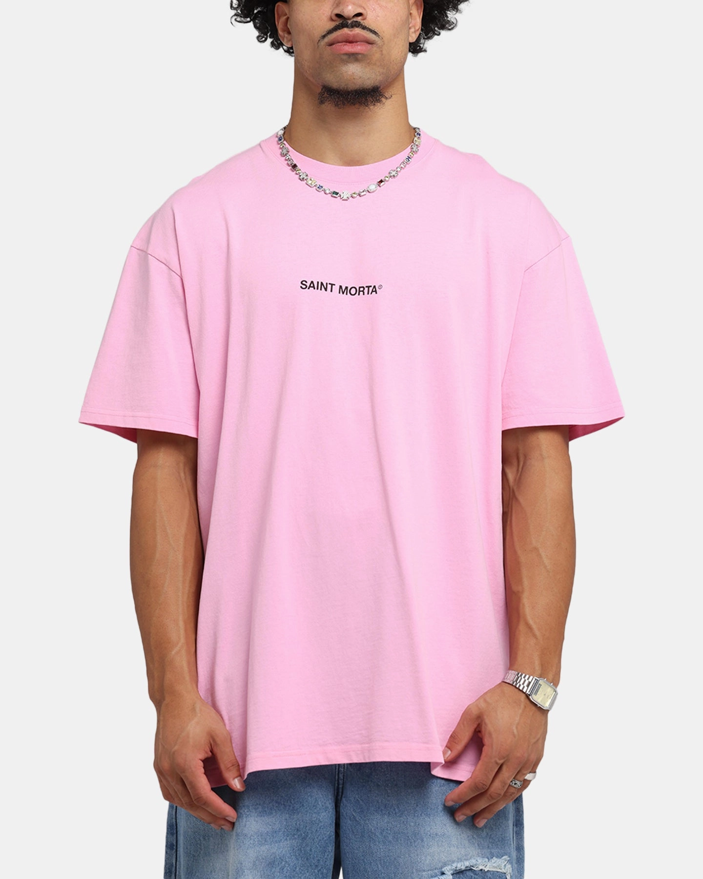 Simple Comfort Look Saint Morta Lover Club Boxy T-Shirt Pink