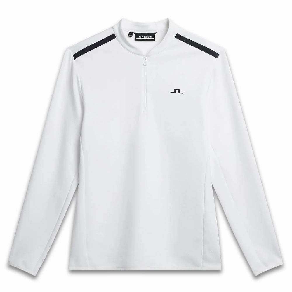 Embellished Trim Detachable Hood J.Lindeberg Tech Bridge Mid Layer Golf Pullover White - SS24 Men