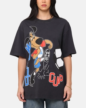 Fifa USA Mascot World Cup T-Shirt Faded Black Boat Neck