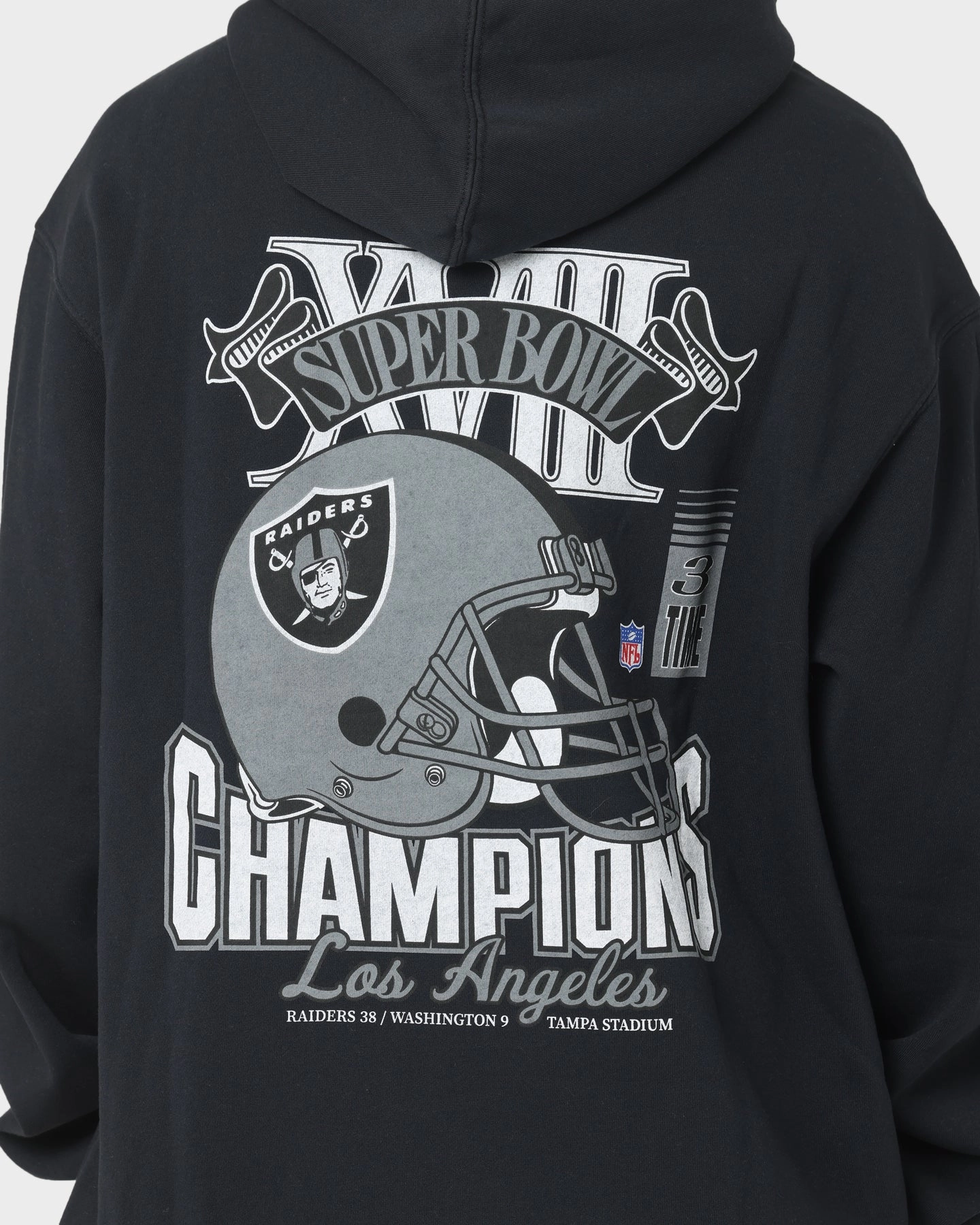 Mitchell & Ness Las Vegas Raiders Vintage Superbowl Hoodie Faded Black Weatherproof Coating
