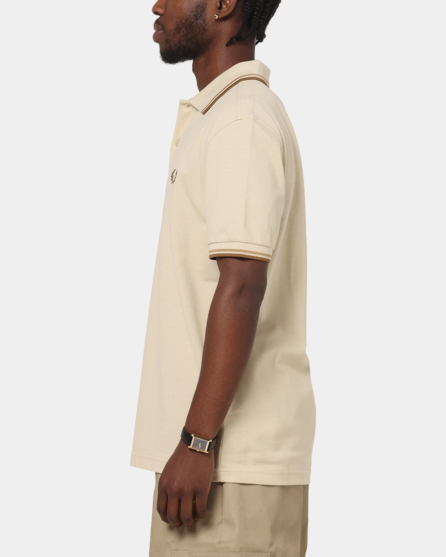 Fred Perry Twin Tipped Polo Shirt Oatmeal Weekend Vibes Hygroscopic Threads