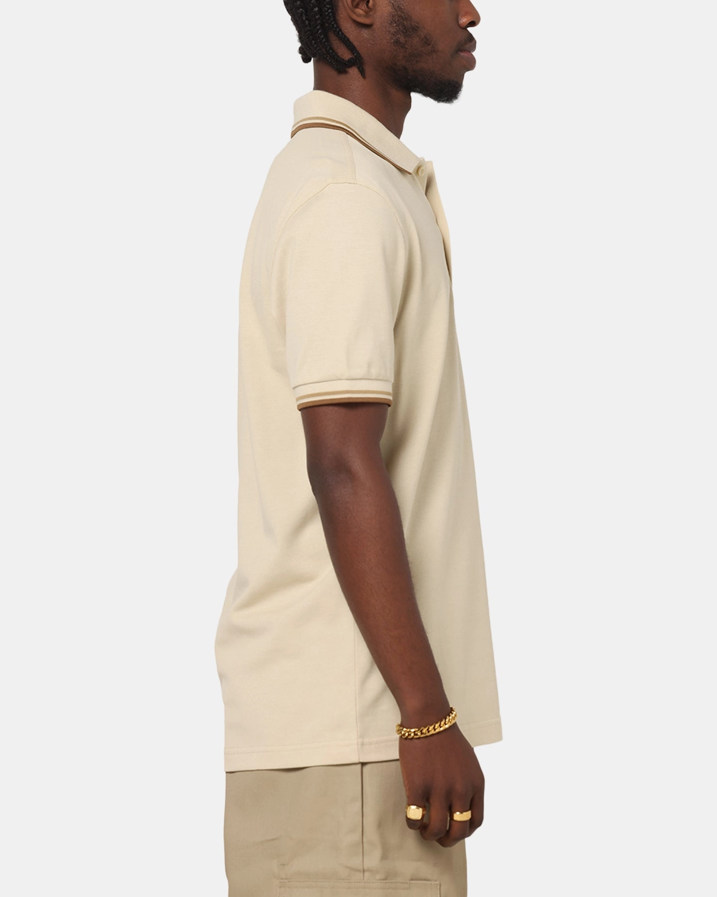Street Style Fred Perry Twin Tipped Polo Shirt Oatmeal