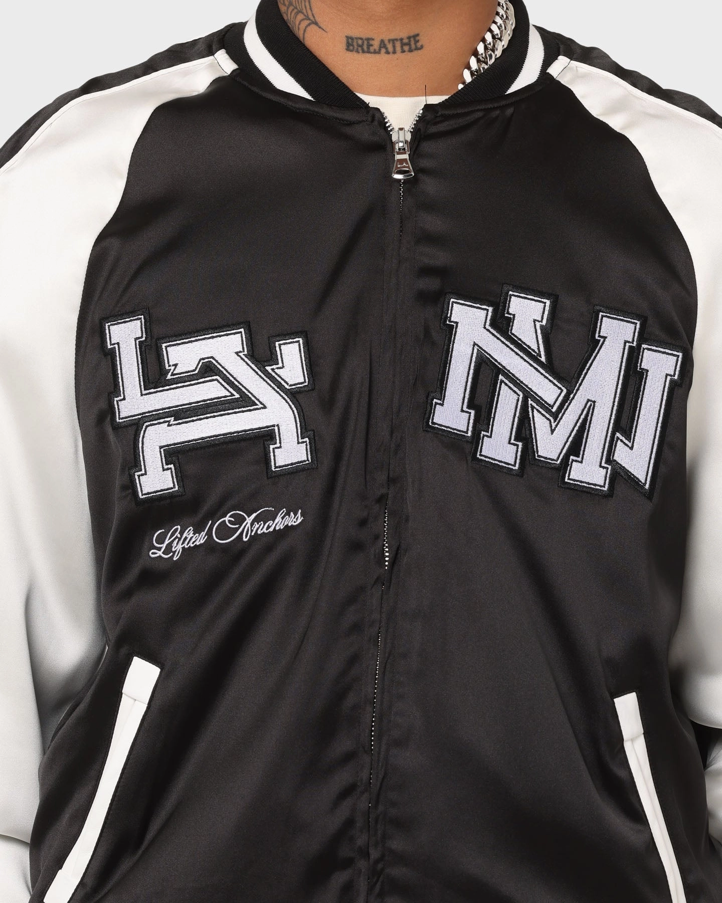 Lifted Anchors "Alumni" Souvenir Jacket Black Target Anti Snag Zipper Pulls