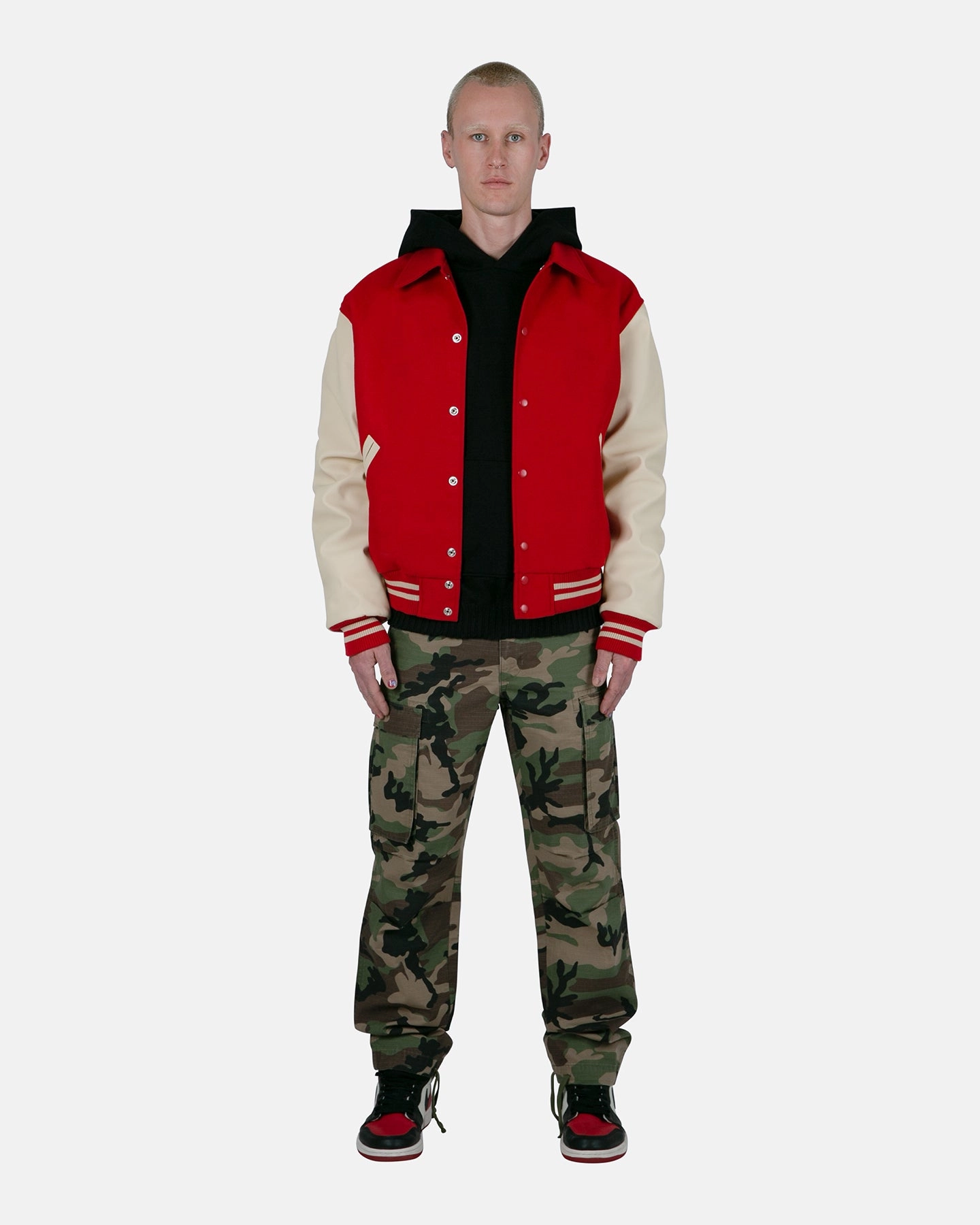 suitable for weekend getaways MNML Collared Varsity Jacket Red/White