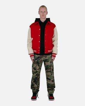 suitable for weekend getaways MNML Collared Varsity Jacket Red/White