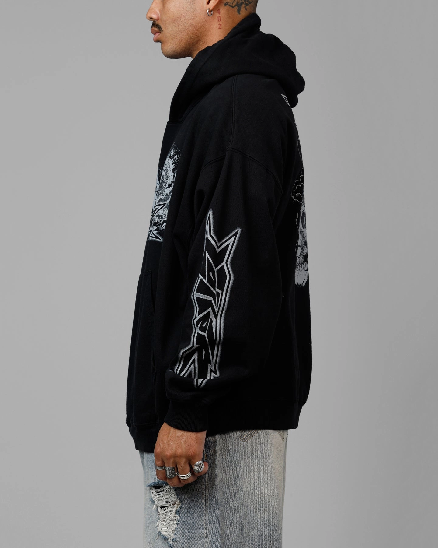 High Collar Support autumn clothing Loiter Draco Born Premium Hoodie Black