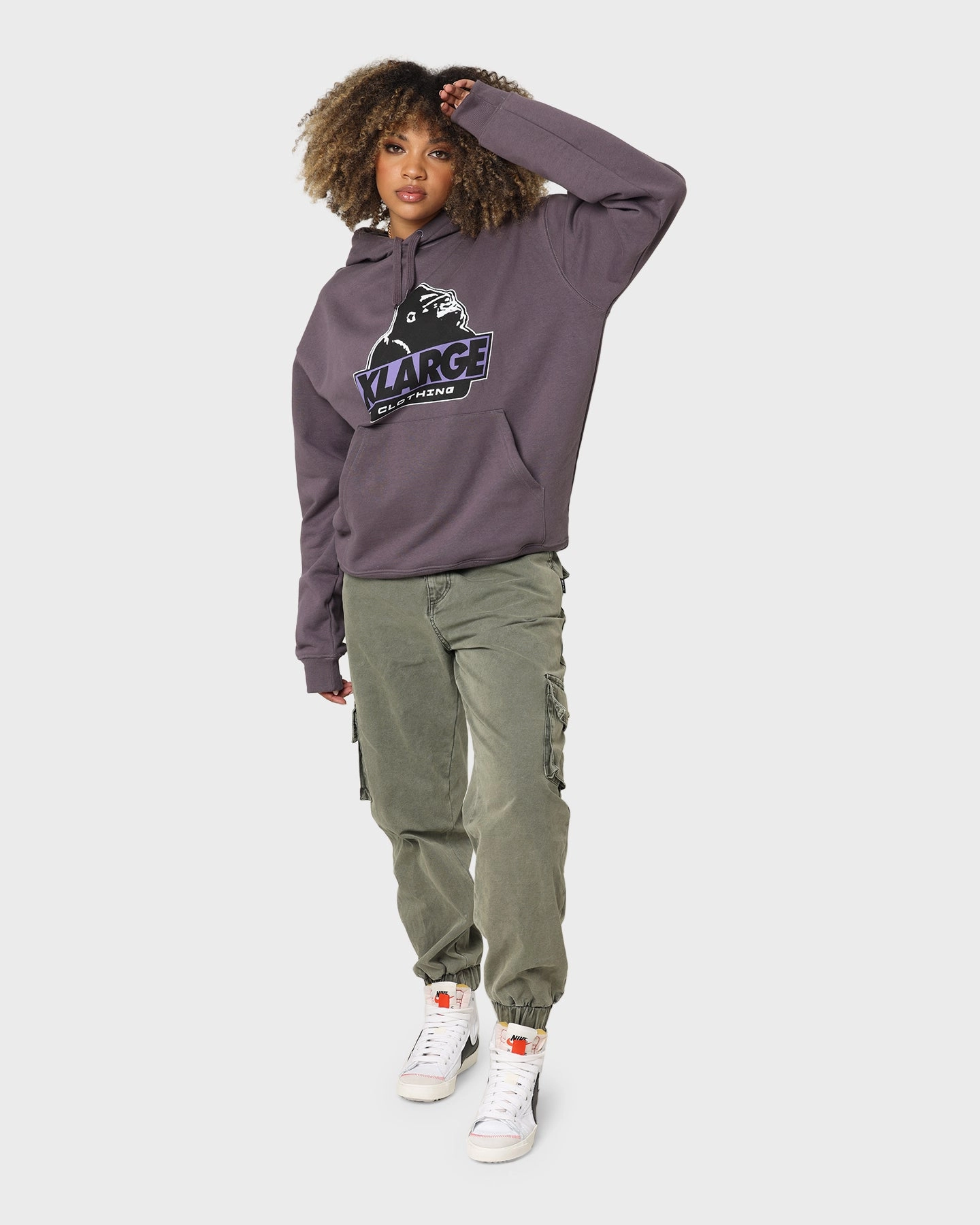 Impact X-Large 91 Slanted Logo Hoodie Dark Mauve