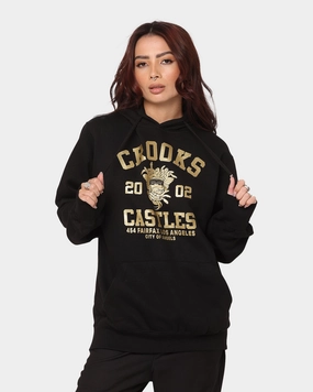 Danger Stretch Knit Fabric Crooks & Castles Fairfax Varsity Hoodie Hot Black/Gold