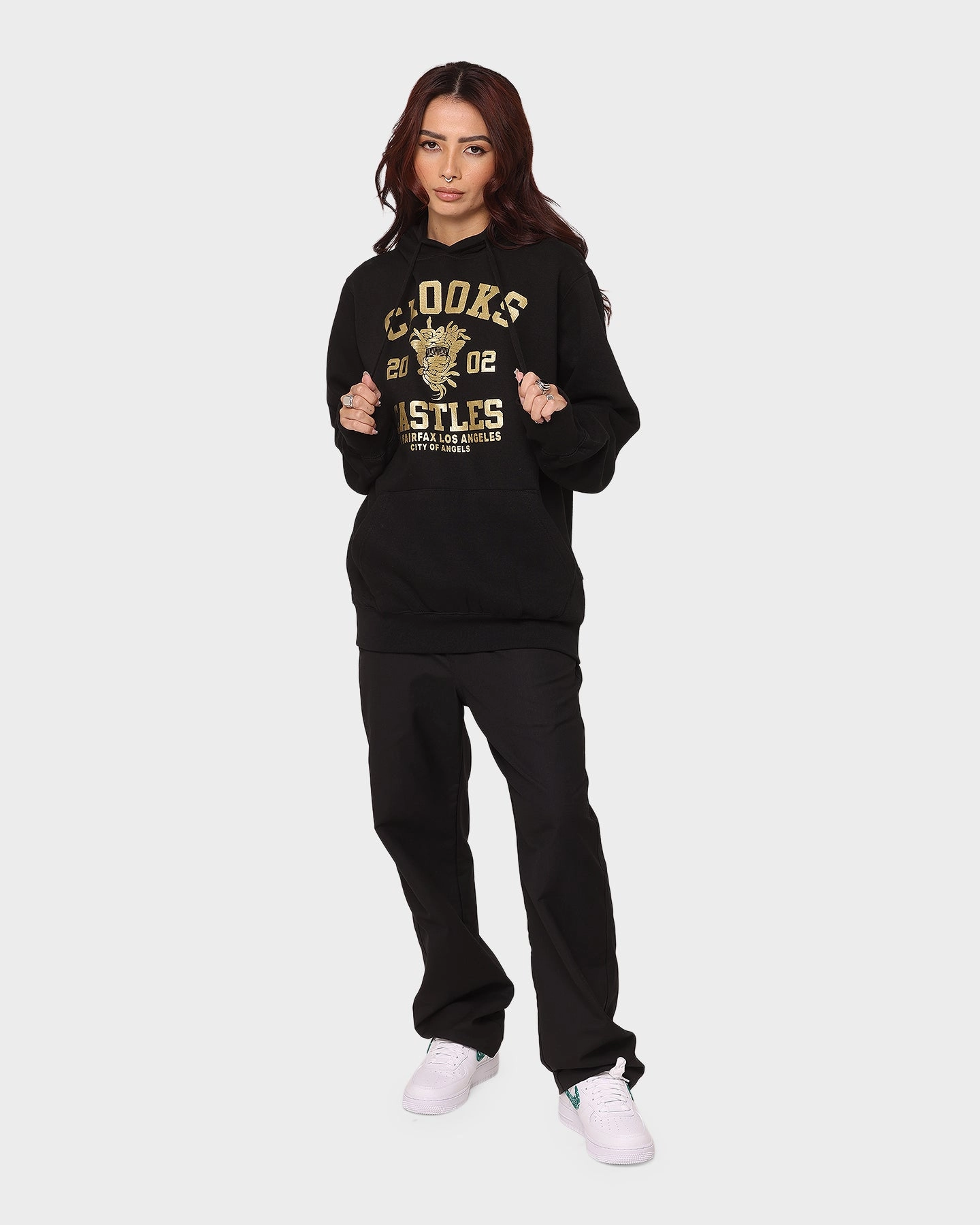 Crooks & Castles Fairfax Varsity Hoodie Hot Black/Gold Anti Slip Shoulder Pads