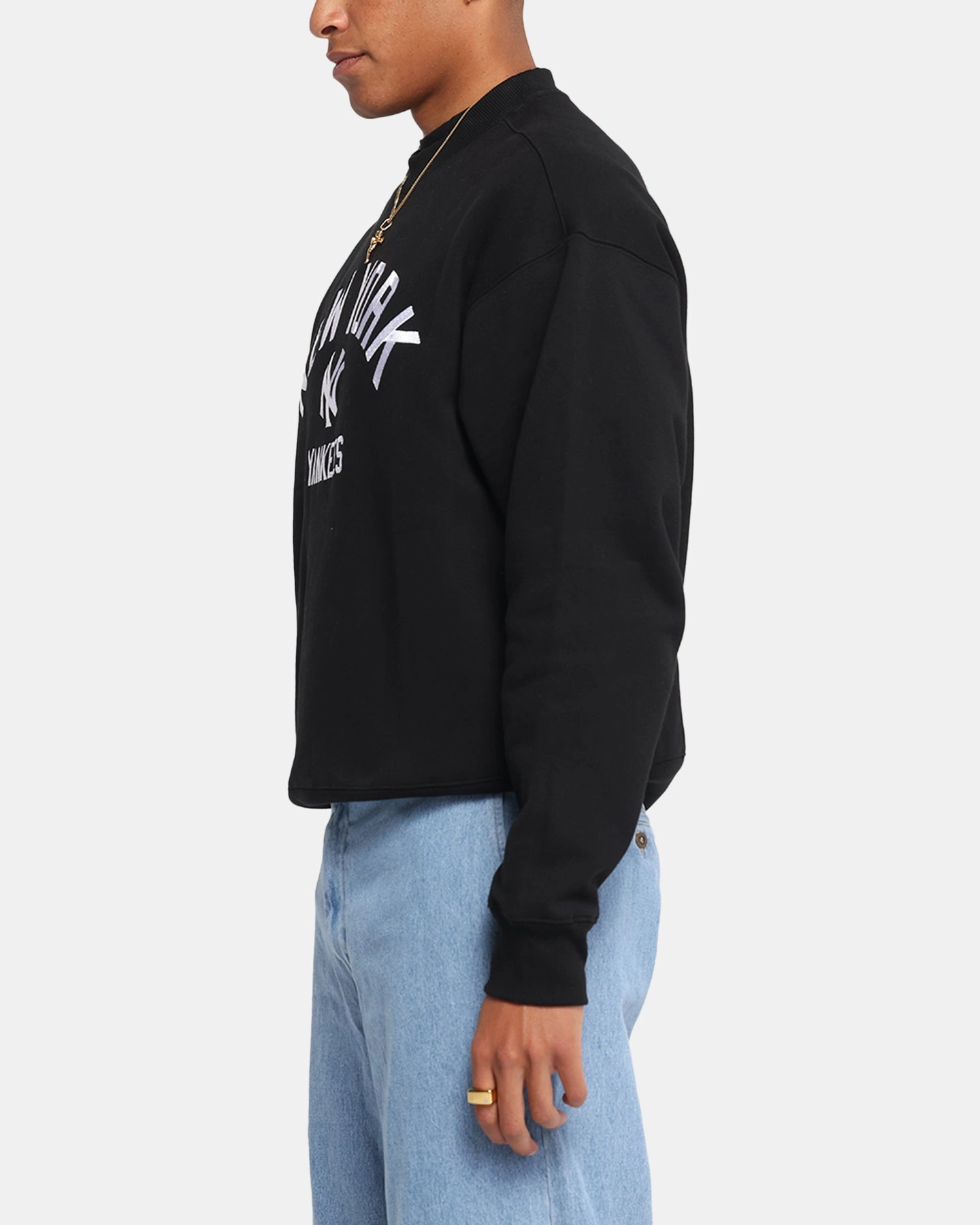 Sustainable Recycled Material Majestic Athletic New York Yankees Arch Boxy Crewneck Black