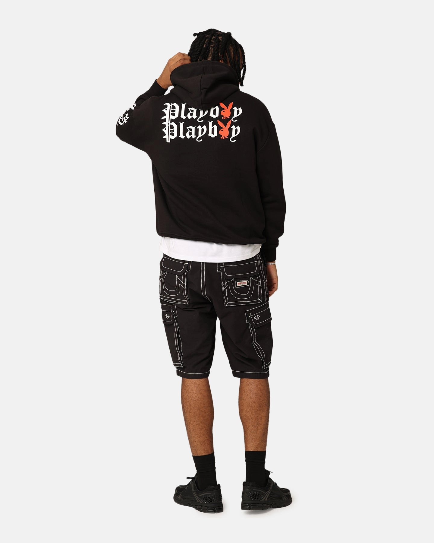 Playboy Gothic Stack Hoodie Black Adjustable Hem