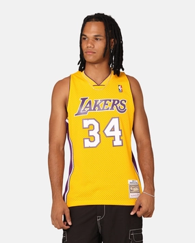 Multipurpose Sports Gear Mitchell & Ness Los Angeles Lakers Shaquille O'Neal '99-00 Home Swing Jersey Yellow