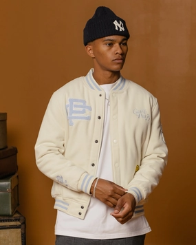 Carre Peace Varsity Jacket Off White/Blue Clean Cut
