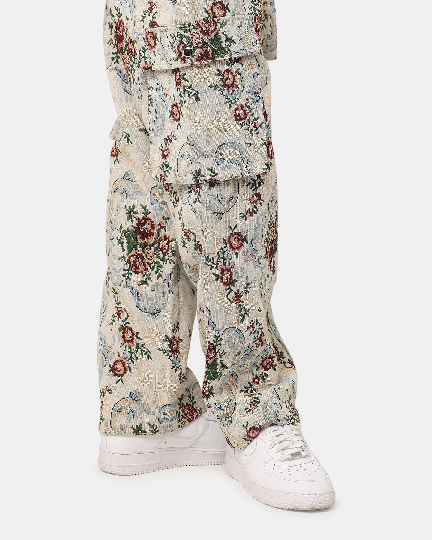 Versatile Wear XXIII Floral Jacquard Cargo Pant White Antique