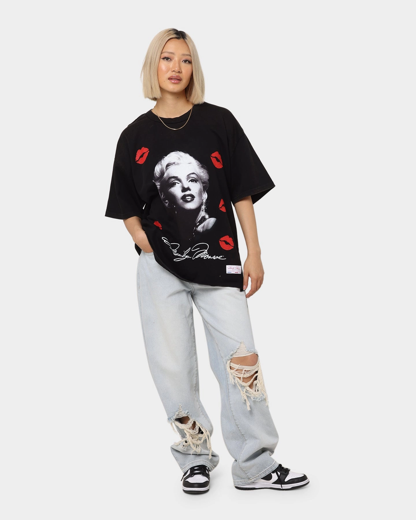Trendy Look Carr?? X Marilyn Monroe Wonderful Vintage T-Shirt Washed Black