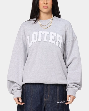 Non Restrictive Silhouette Loiter Arch Premium Crewneck Grey