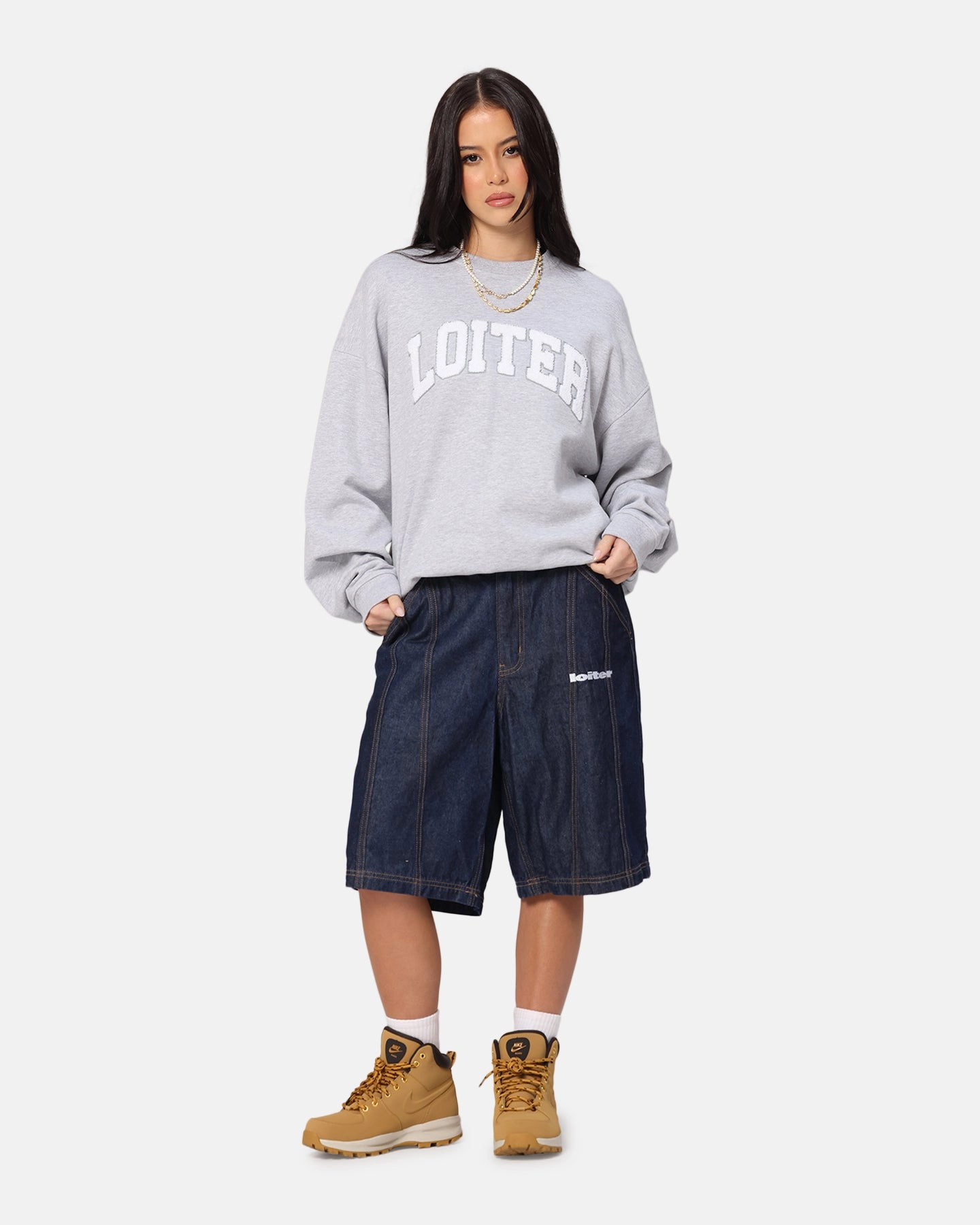 Loiter Arch Premium Crewneck Grey Tapered Hem