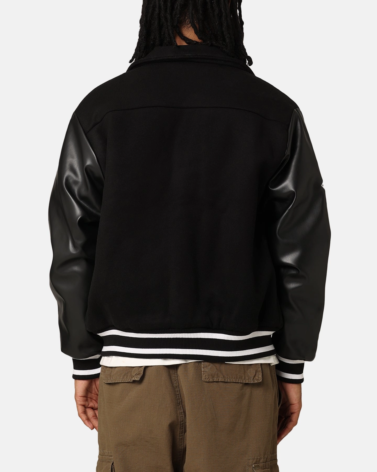 Majestic Athletic Chicago White Sox City PU Melton Letterman Jacket Faded Black Disrupt