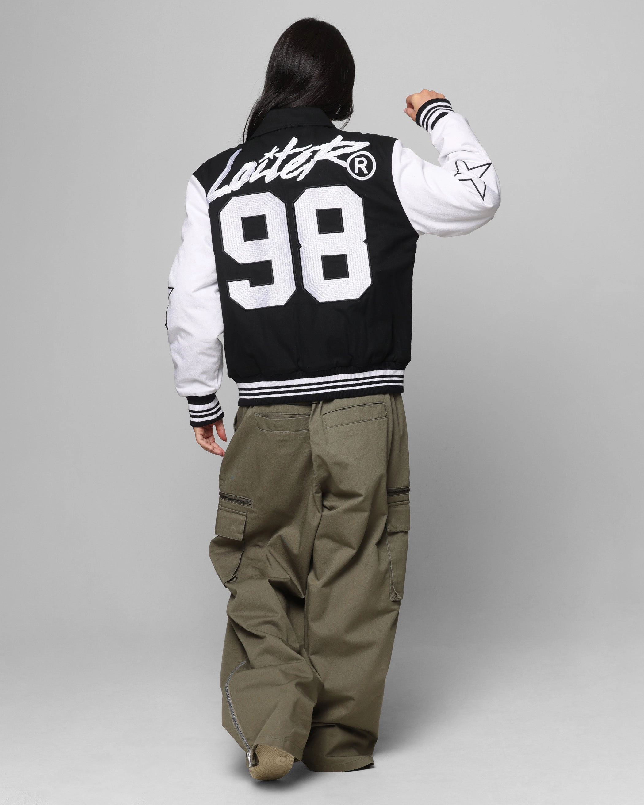 Share Loiter Vice City Varsity Jacket Black/White
