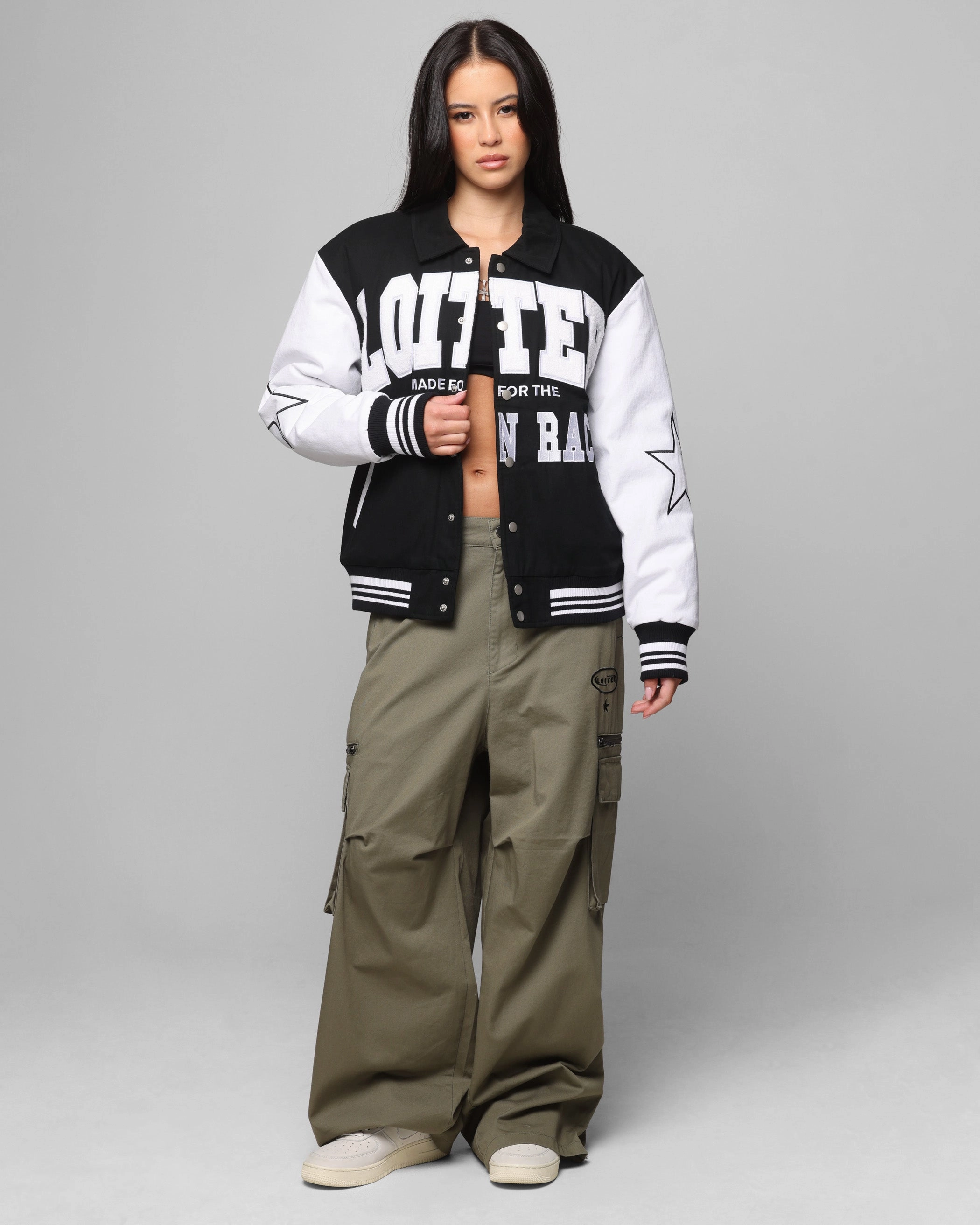 Stylish Shield comfort enhancer Loiter Vice City Varsity Jacket Black/White