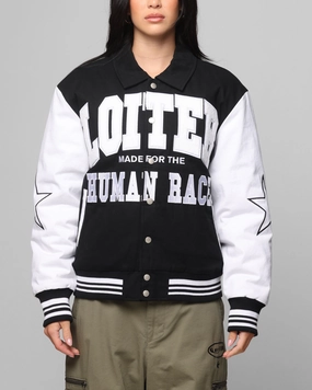 half-zip Loiter Vice City Varsity Jacket Black/White