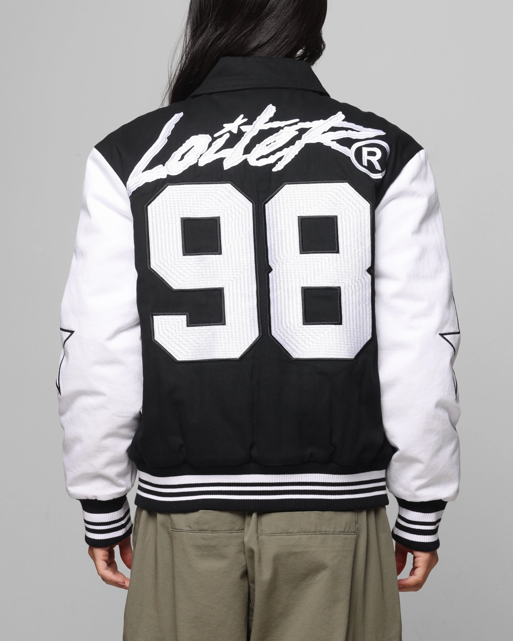 Loiter Vice City Varsity Jacket Black/White Budget - friendly