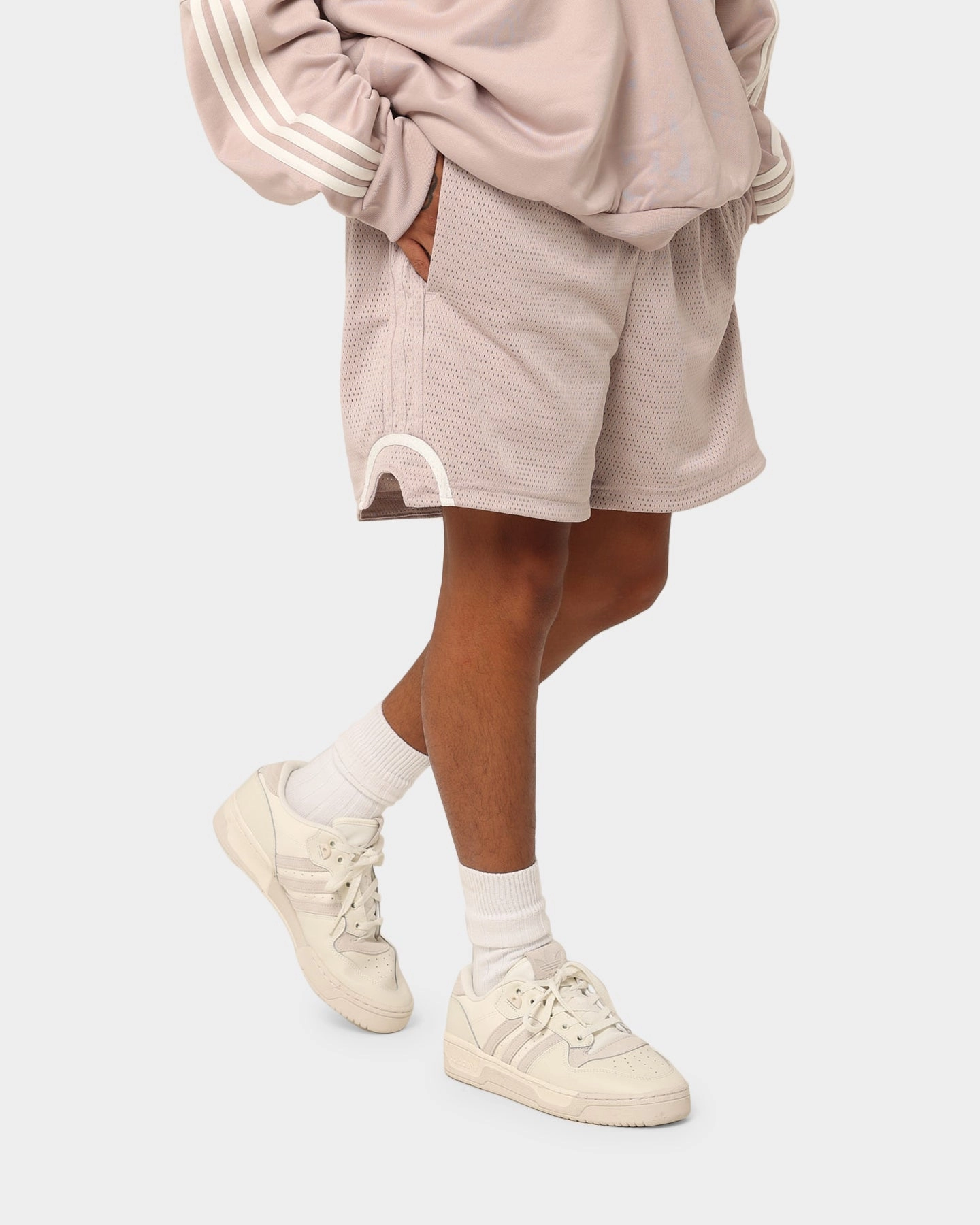 Adidas Basketball Mesh Shorts Wonder Taupe/Off White Go Light Unisex style