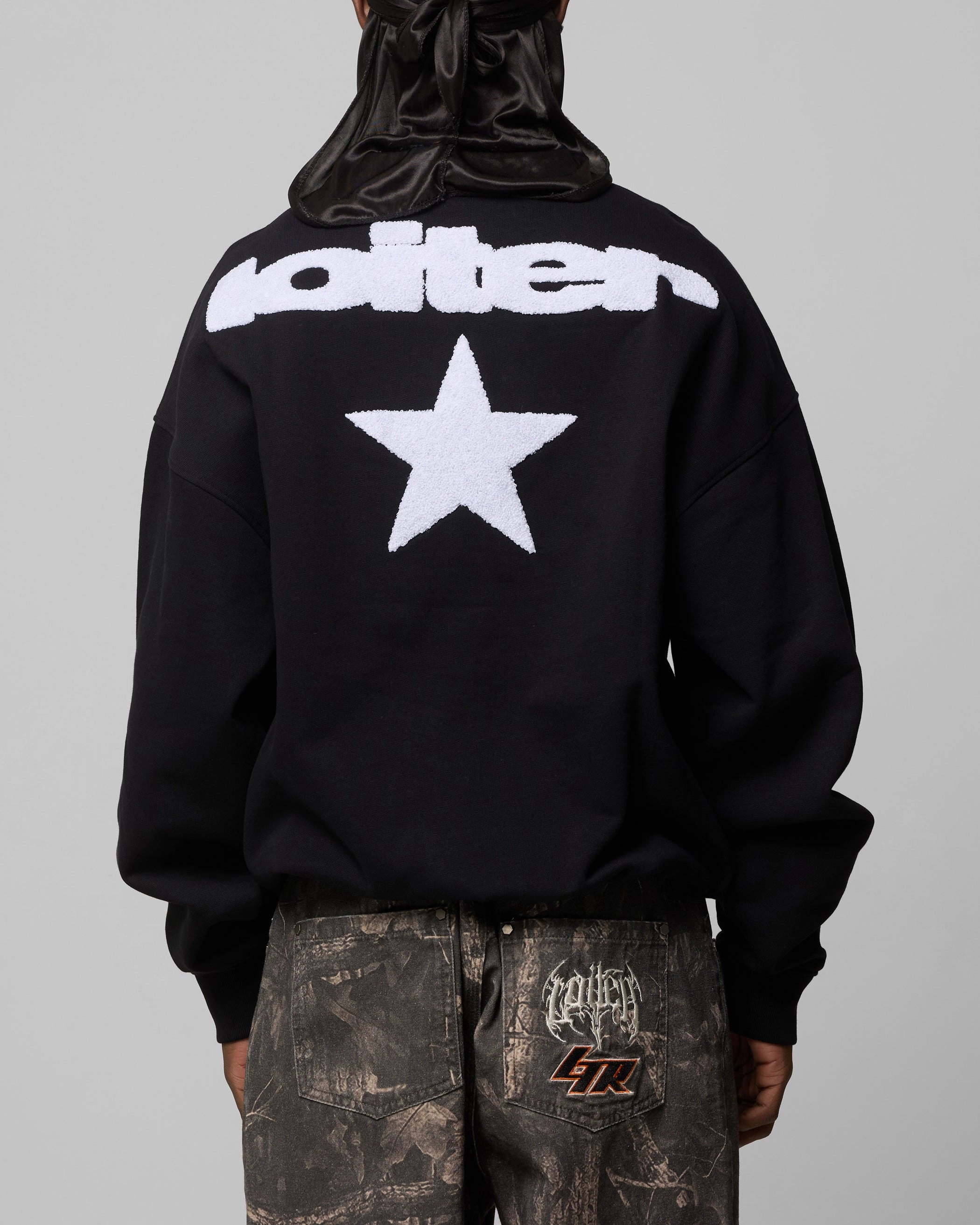 Loiter Premium Essentials Crewneck Black Noise Reduction Design