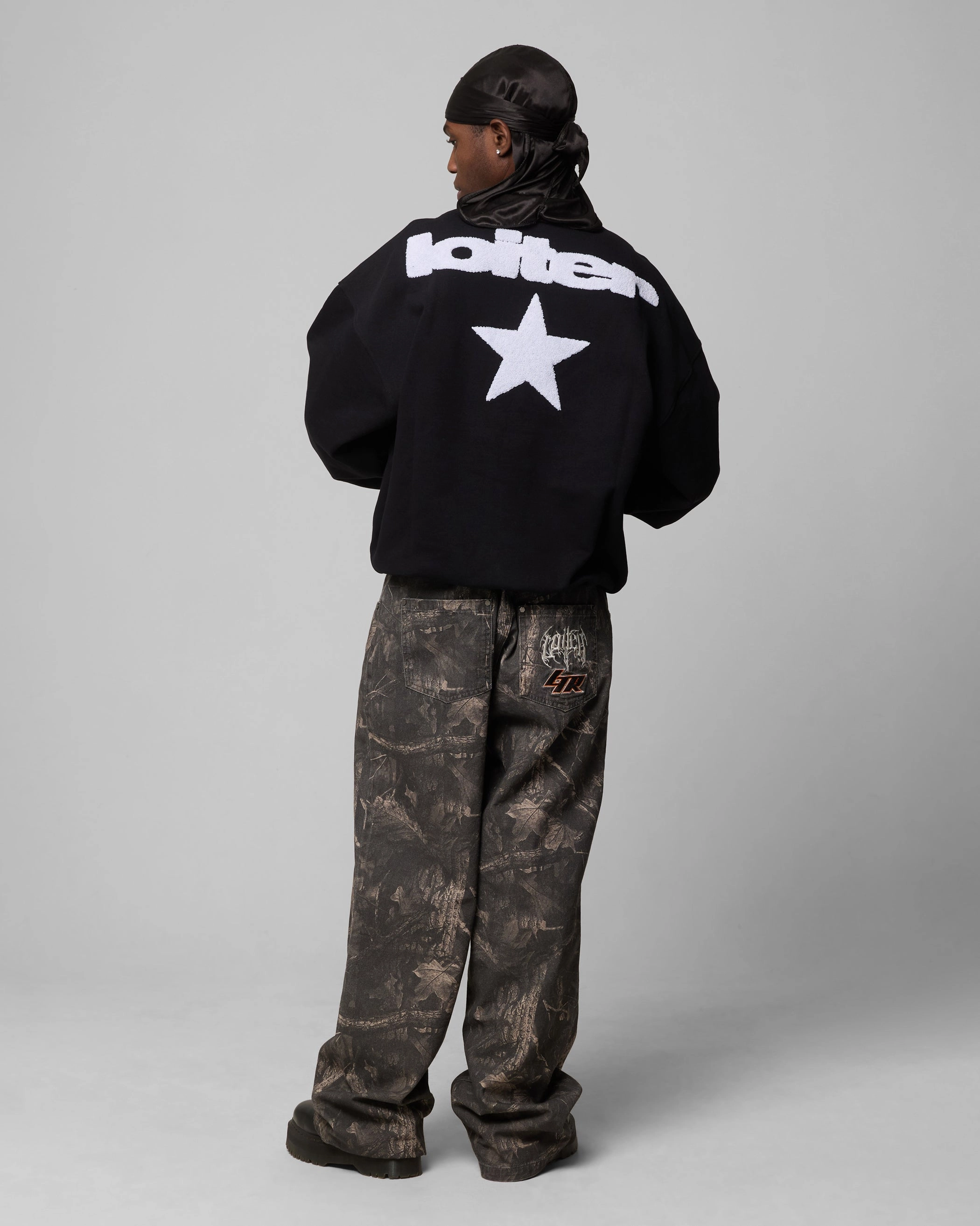 Loiter Premium Essentials Crewneck Black Two Way Zipper Multi Use Piece