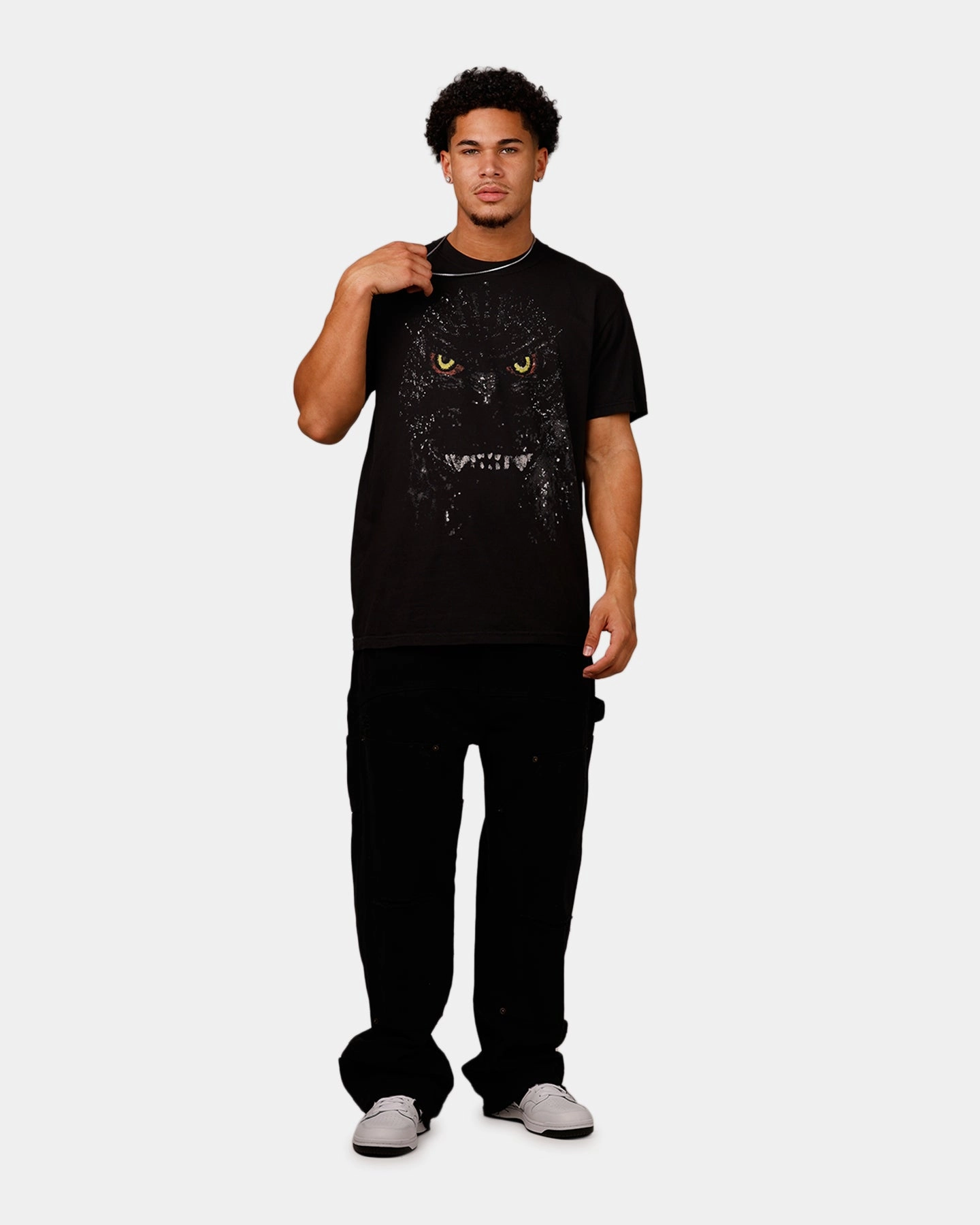 Flexible Wear Ripple X Godzilla Big Head Godzilla T-Shirt Black