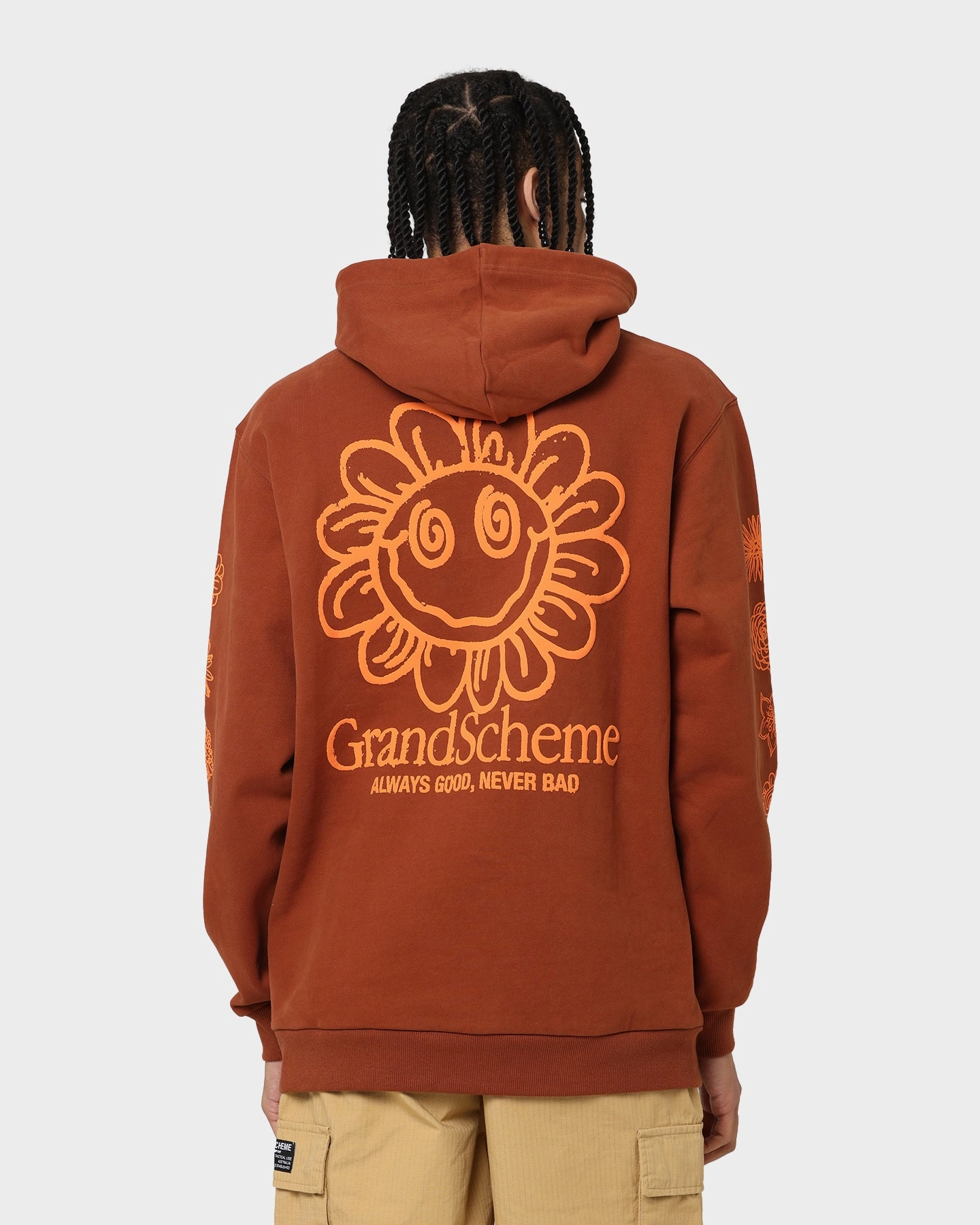 Grand Scheme Always Good Hoodie Brown Minimal Look Graphic