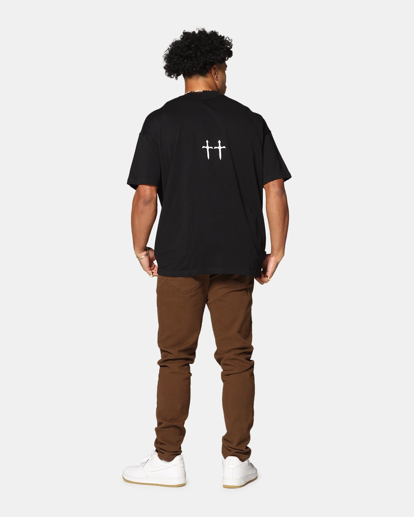 long sleeved TexturedWeavePattern Saint Morta Dynasty Boxy T-Shirt Black