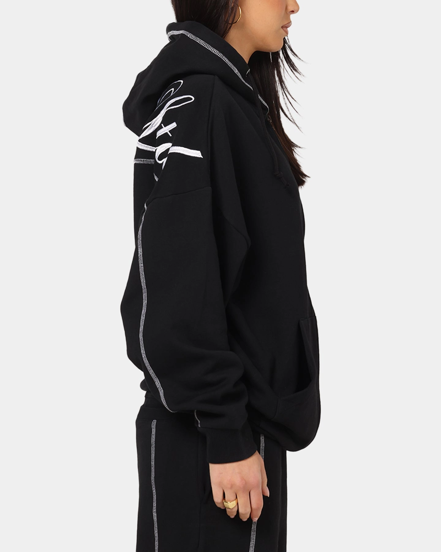 Advice Carre Script Hoodie Black