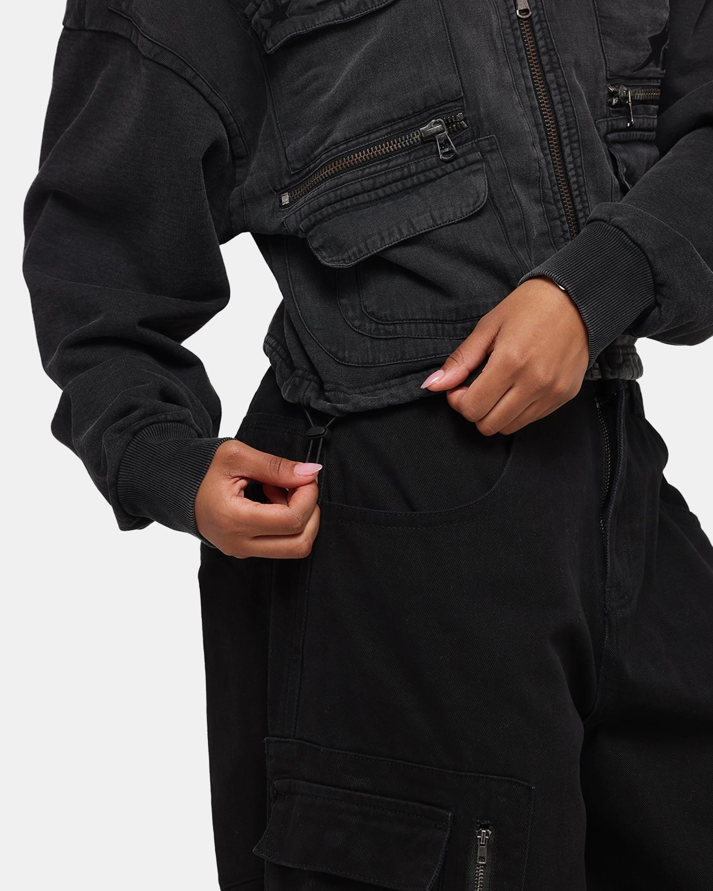 cold Advantage Loiter Women's Utility Cropped Hoodie Washed Black