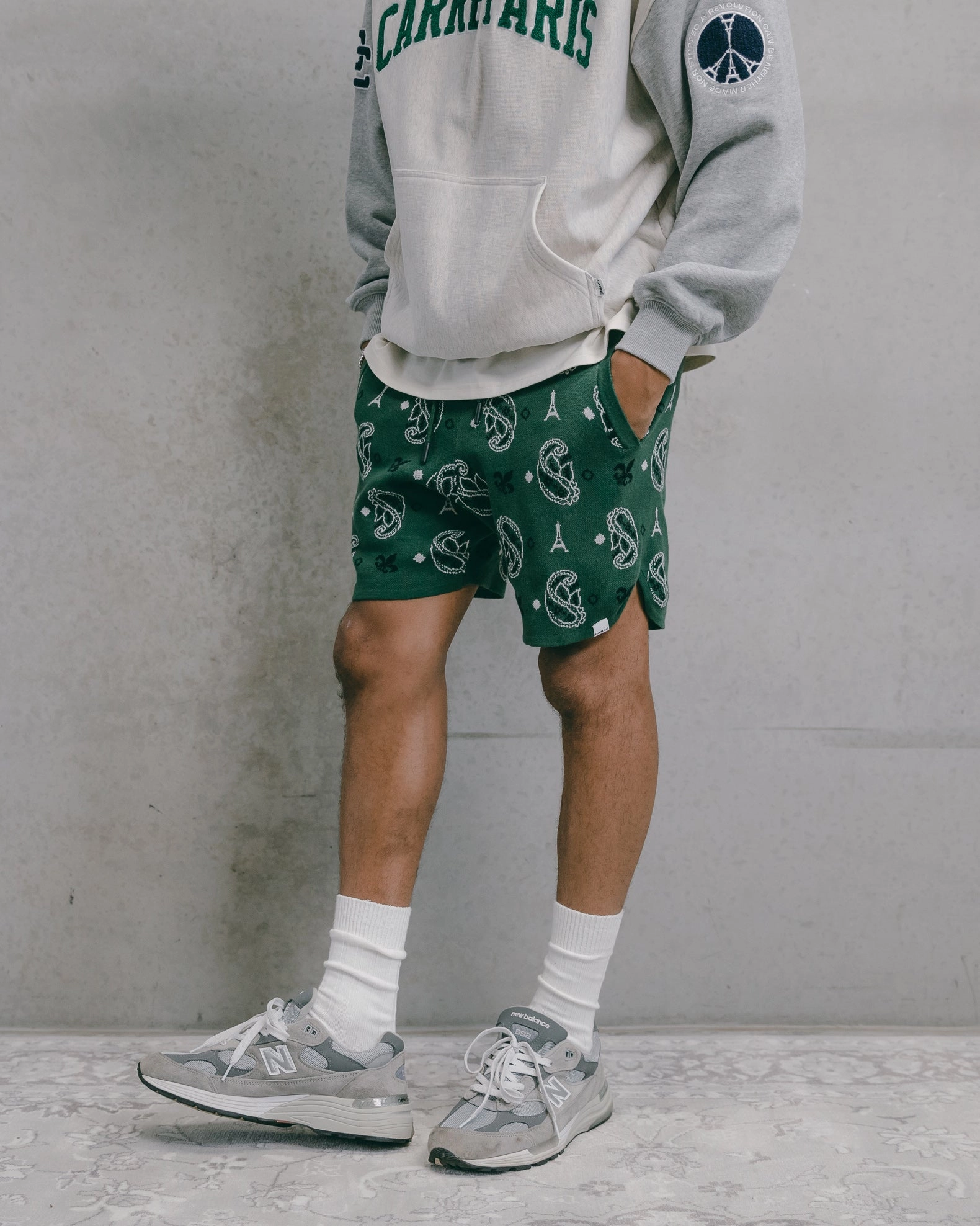 Carre Big Bandana Knitted Shorts Green Unisex