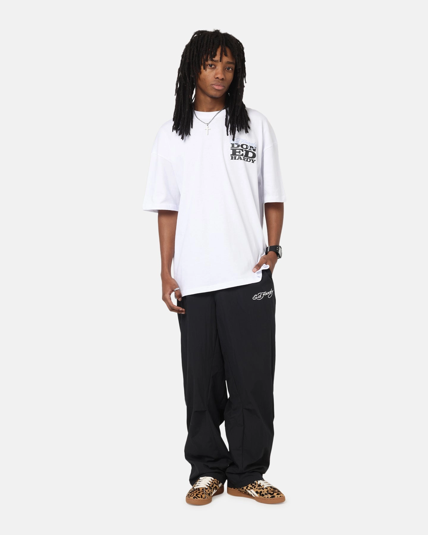 Moisture wicking Ed Hardy Zip Track Pants Black