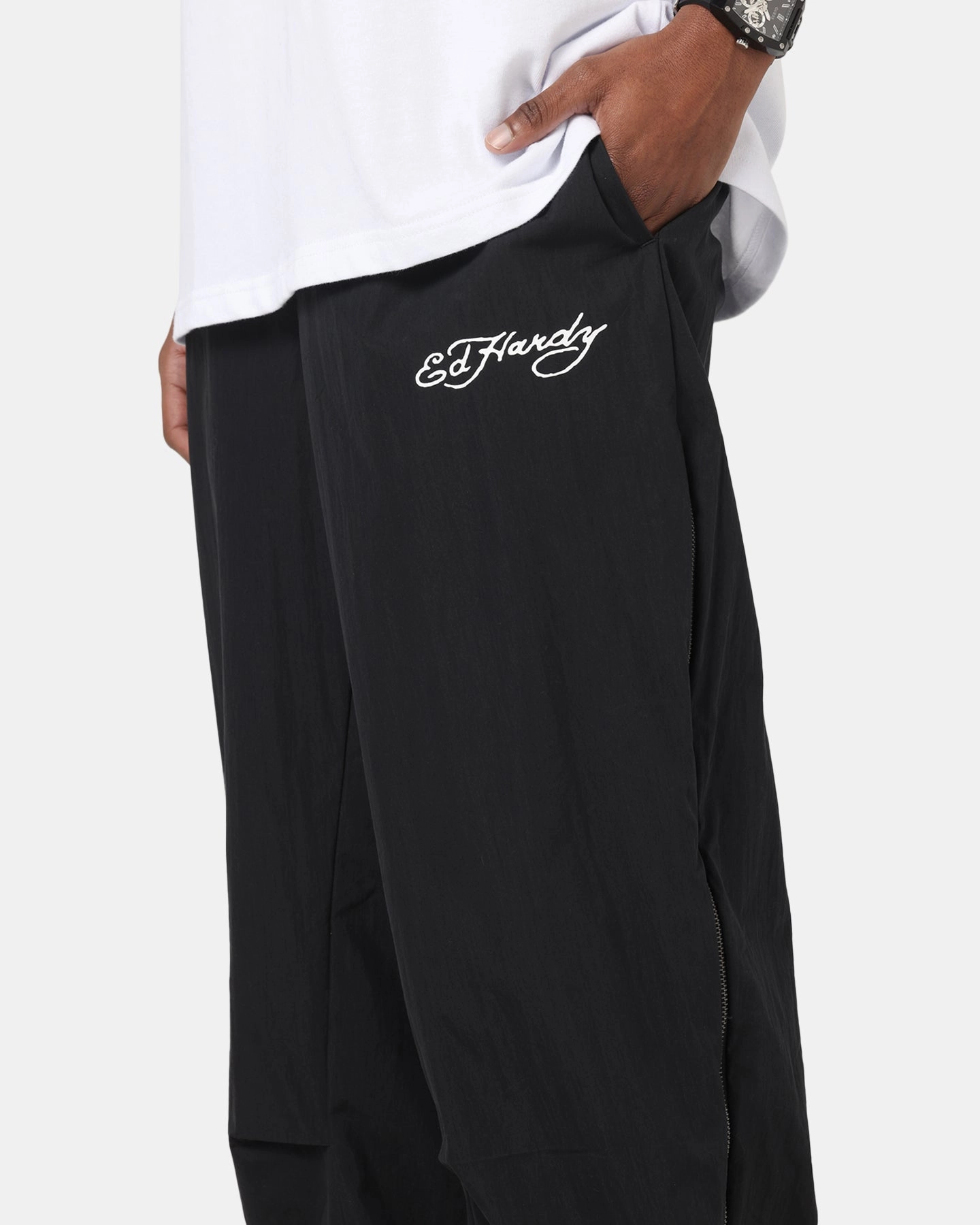 No Ride Up Design Essential Wearable Ed Hardy Zip Track Pants Black